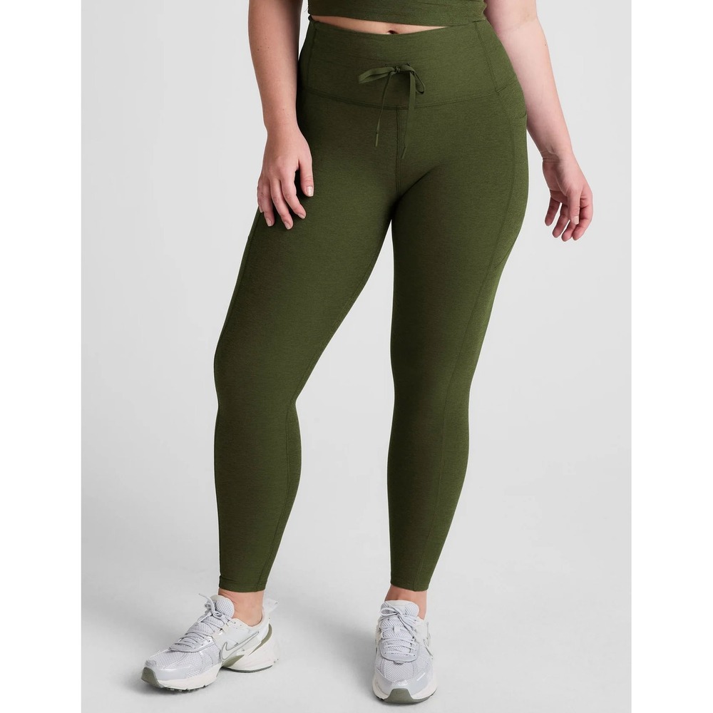 Beyond Yoga Spacedye Go Pocket Midi Leggings Womens Small Army Green Drawstring